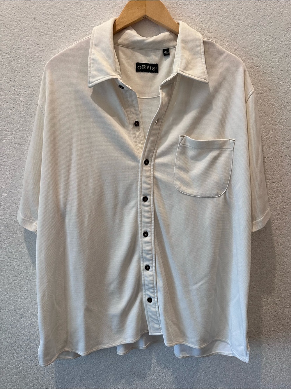Orvis Men's Ivory Textured Button From Polo Top Size XXL